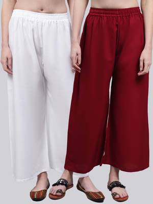 Pack of 2 Women Flared Rayon Palazzo 1