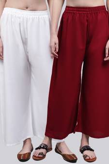Pack of 2 Women Flared Rayon Palazzo