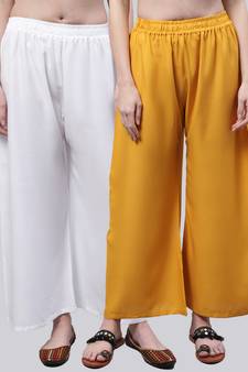 Pack of 2 Women Flared Rayon Palazzo