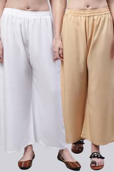Pack of 2 Women Flared Rayon Palazzo