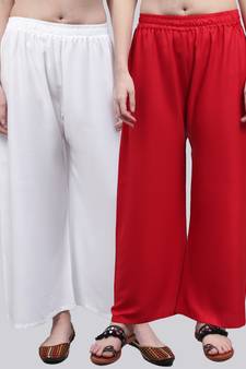 Pack of 2 Women Flared Rayon Palazzo