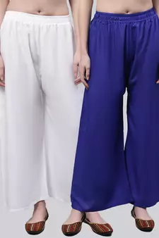 Pack of 2 Women Flared Rayon Palazzo