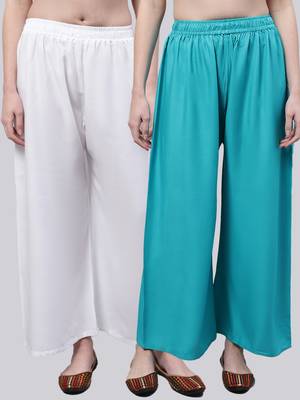 Pack of 2 Women Flared Rayon Palazzo 1