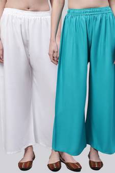 Pack of 2 Women Flared Rayon Palazzo