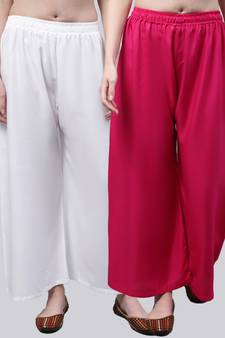 Pack of 2 Women Flared Rayon Palazzo