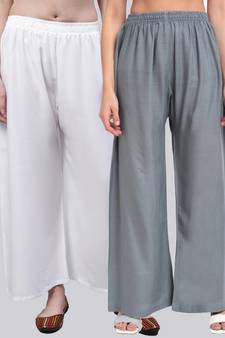 Pack of 2 Women Flared Rayon Palazzo