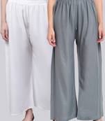 Pack of 2 Women Flared Rayon Palazzo