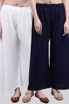 Pack of 2 Women Flared Rayon Palazzo