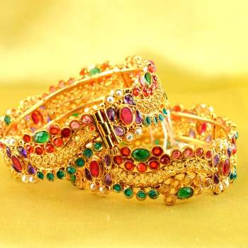 bangle  stone cz ad polki kundun meenakari pearl moti  gold silver platted  with skrew system size-2.8 1