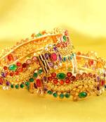 bangle  stone cz ad polki kundun meenakari pearl moti  gold silver platted  with skrew system size-2.8
