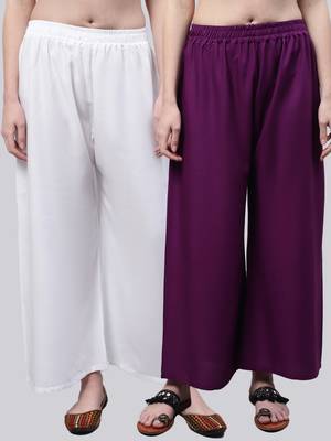 Pack of 2 Women Flared Rayon Palazzo 1