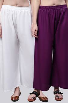 Pack of 2 Women Flared Rayon Palazzo