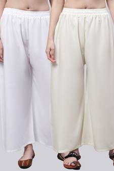 Pack of 2 Women Flared Rayon Palazzo