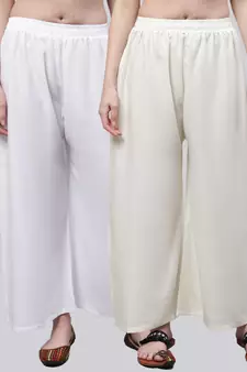 Pack of 2 Women Flared Rayon Palazzo