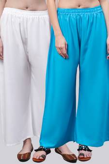 Pack of 2 Women Flared Rayon Palazzo