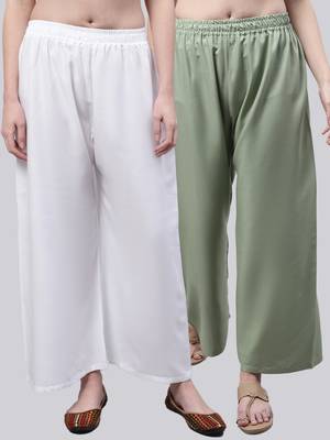 Pack of 2 Women Flared Rayon Palazzo 1