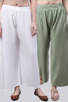 Pack of 2 Women Flared Rayon Palazzo