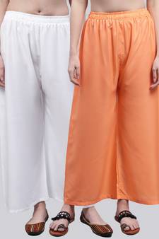 Pack of 2 Women Flared Rayon Palazzo