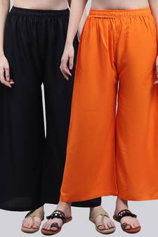 Pack of 2 Women Flared Rayon Palazzo