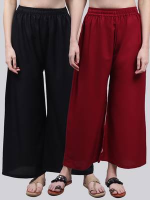 Pack of 2 Women Flared Rayon Palazzo 1