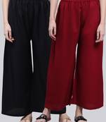 Pack of 2 Women Flared Rayon Palazzo
