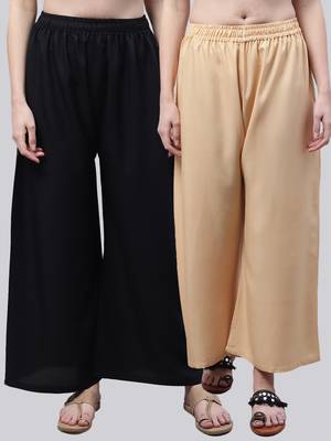 Pack of 2 Women Flared Rayon Palazzo 1