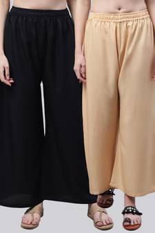 Pack of 2 Women Flared Rayon Palazzo