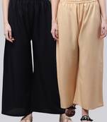 Pack of 2 Women Flared Rayon Palazzo