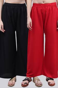 Pack of 2 Women Flared Rayon Palazzo