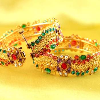 bangle  stone cz ad polki kundun meenakari pearl moti  gold silver platted  with skrew system size-2.8 2