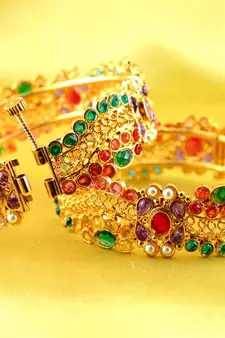 bangle  stone cz ad polki kundun meenakari pearl moti  gold silver platted  with skrew system size-2.8