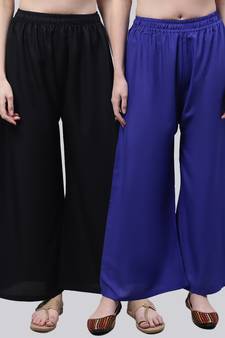 Pack of 2 Women Flared Rayon Palazzo