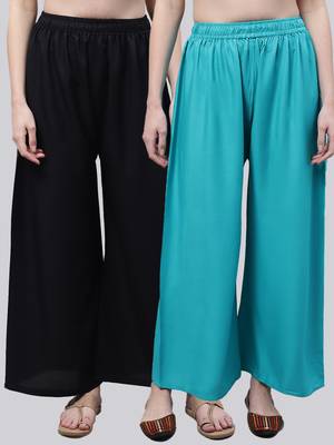 Pack of 2 Women Flared Rayon Palazzo 1
