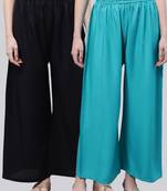 Pack of 2 Women Flared Rayon Palazzo