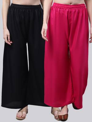 Pack of 2 Women Flared Rayon Palazzo 1