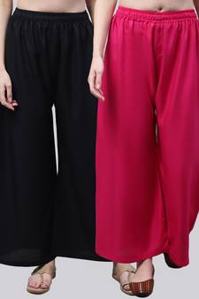 Pack of 2 Women Flared Rayon Palazzo