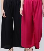 Pack of 2 Women Flared Rayon Palazzo