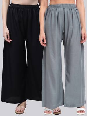 Pack of 2 Women Flared Rayon Palazzo 1