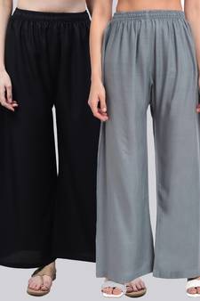 Pack of 2 Women Flared Rayon Palazzo