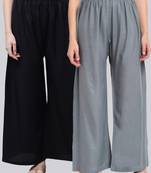 Pack of 2 Women Flared Rayon Palazzo