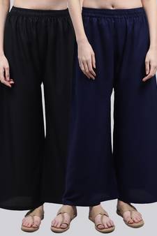 Pack of 2 Women Flared Rayon Palazzo