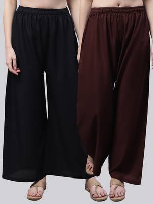 Pack of 2 Women Flared Rayon Palazzo 1