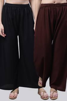 Pack of 2 Women Flared Rayon Palazzo