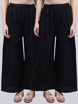 Pack of 2 Women Flared Rayon Palazzo 1