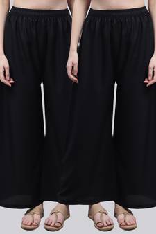 Pack of 2 Women Flared Rayon Palazzo