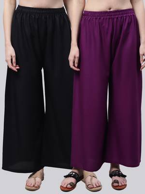 Pack of 2 Women Flared Rayon Palazzo 1
