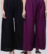 Pack of 2 Women Flared Rayon Palazzo