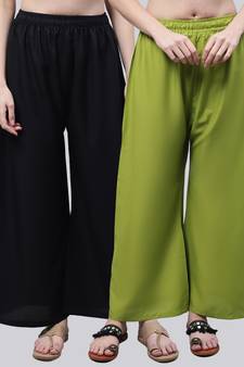 Pack of 2 Women Flared Rayon Palazzo