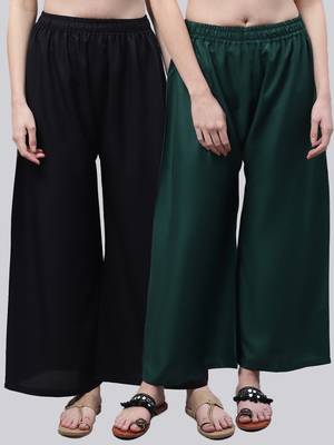 Pack of 2 Women Flared Rayon Palazzo 1