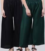 Pack of 2 Women Flared Rayon Palazzo